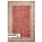 فرش طرح دستبافت 100352 رنگ لاکی کلکسیون محتشم